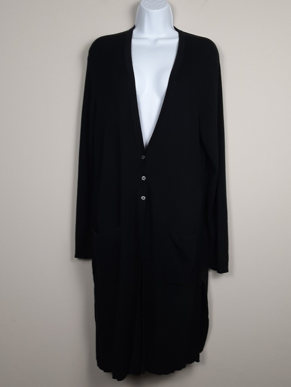 J. Jill Black Cotton Viscose Long Button Front Cardigan Size Medium
